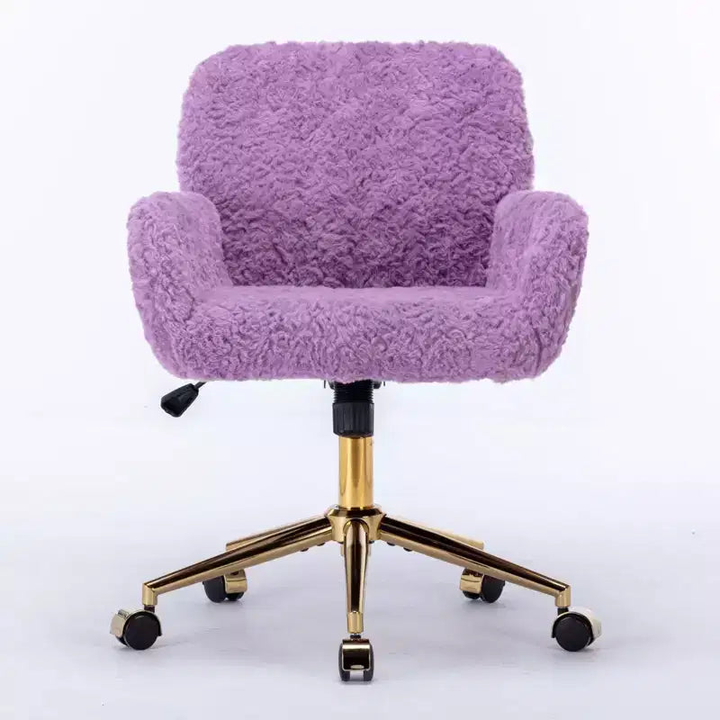 Fauteuil de bureau en velours avec piètement en métal doré, chaise de bureau pivotante à hauteur réglable