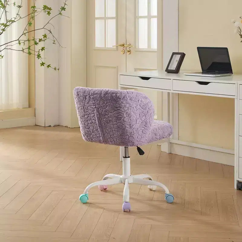 Fauteuil de bureau en velours avec piètement en métal doré, chaise de bureau pivotante à hauteur réglable