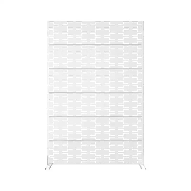 Panneau Paravent Autoportant, Acier Galvanisé Blanc pour Balcon Extérieur Patio Jardin Séparateur de Pièce