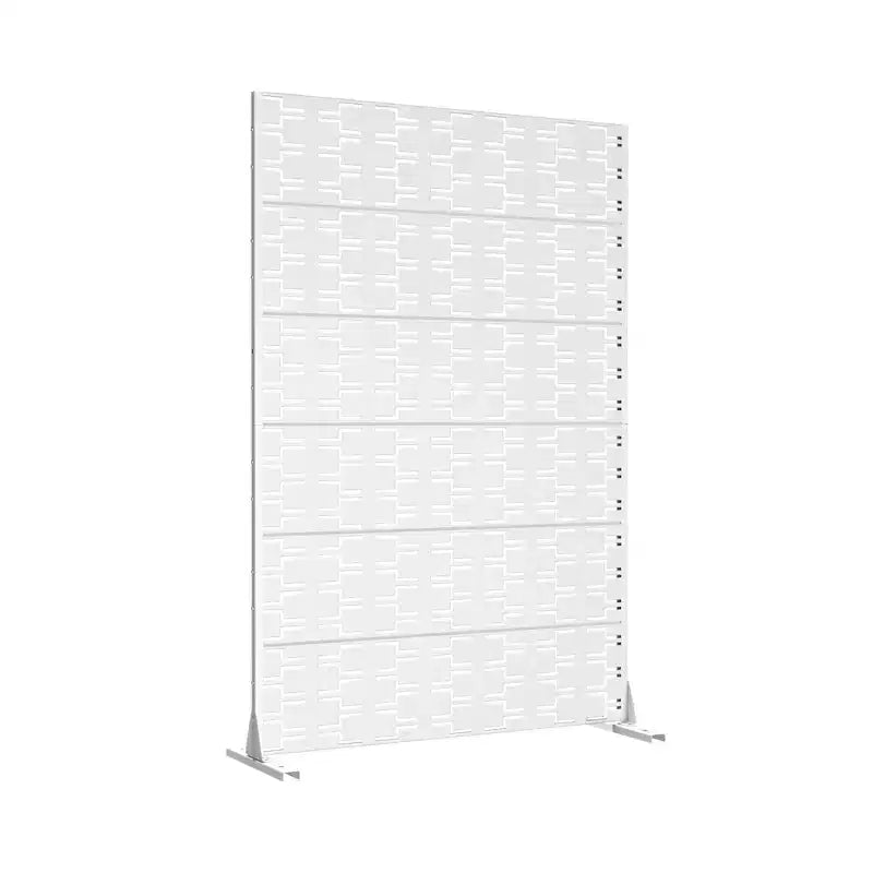 Panneau Paravent Autoportant, Acier Galvanisé Blanc pour Balcon Extérieur Patio Jardin Séparateur de Pièce