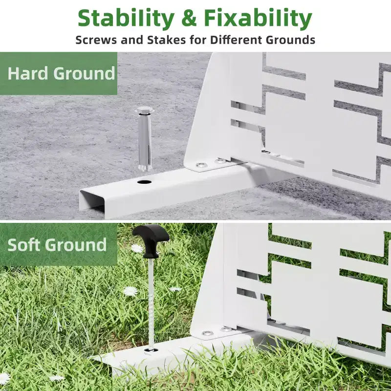 Panneau Paravent Autoportant, Acier Galvanisé Blanc pour Balcon Extérieur Patio Jardin Séparateur de Pièce