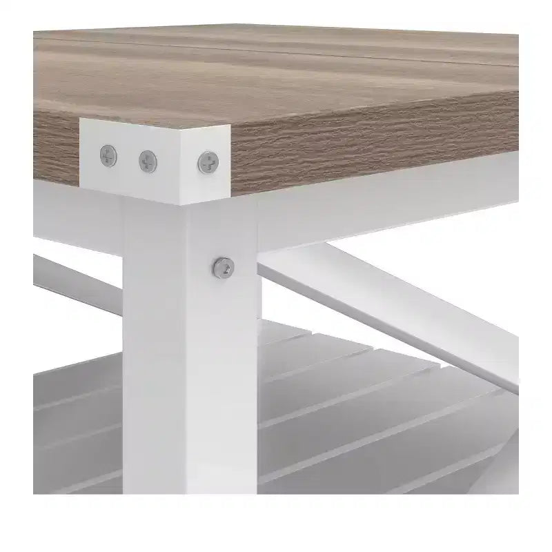 Table basse carrée de style ferme avec rangement, table basse centrale en bois rustique