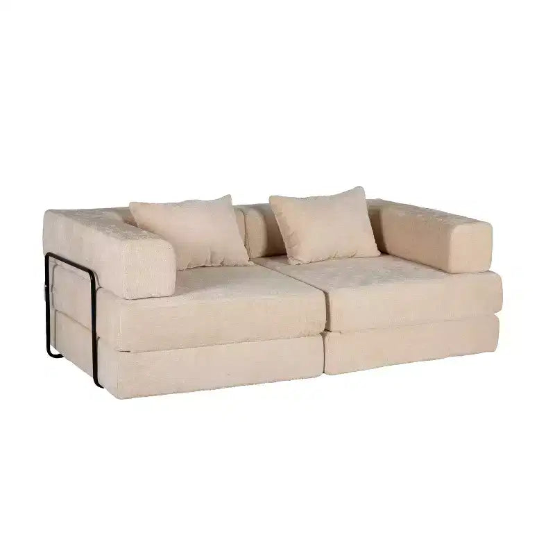 Canapé-lit convertible avec cadre fixe Causeuses modulaires sans ossature Tissu chenille