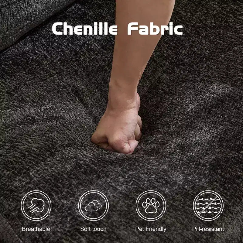 Canapé-lit convertible avec cadre fixe Causeuses modulaires sans ossature Tissu chenille