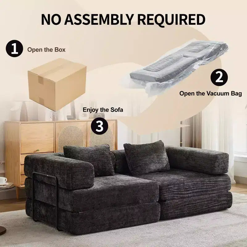 Canapé-lit convertible avec cadre fixe Causeuses modulaires sans ossature Tissu chenille