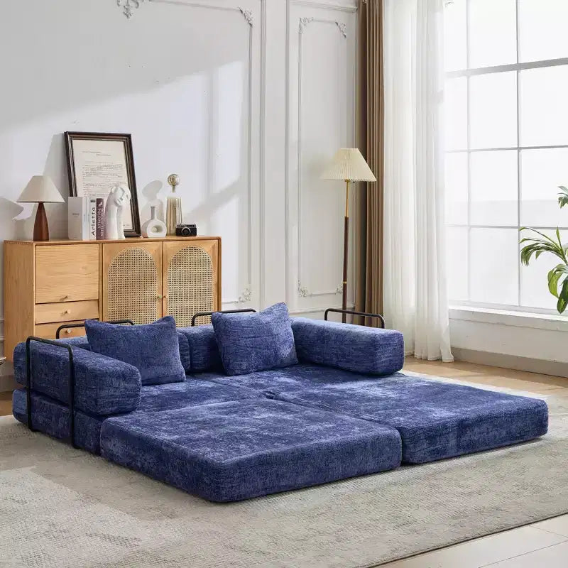Canapé-lit convertible avec cadre fixe Causeuses modulaires sans ossature Tissu chenille
