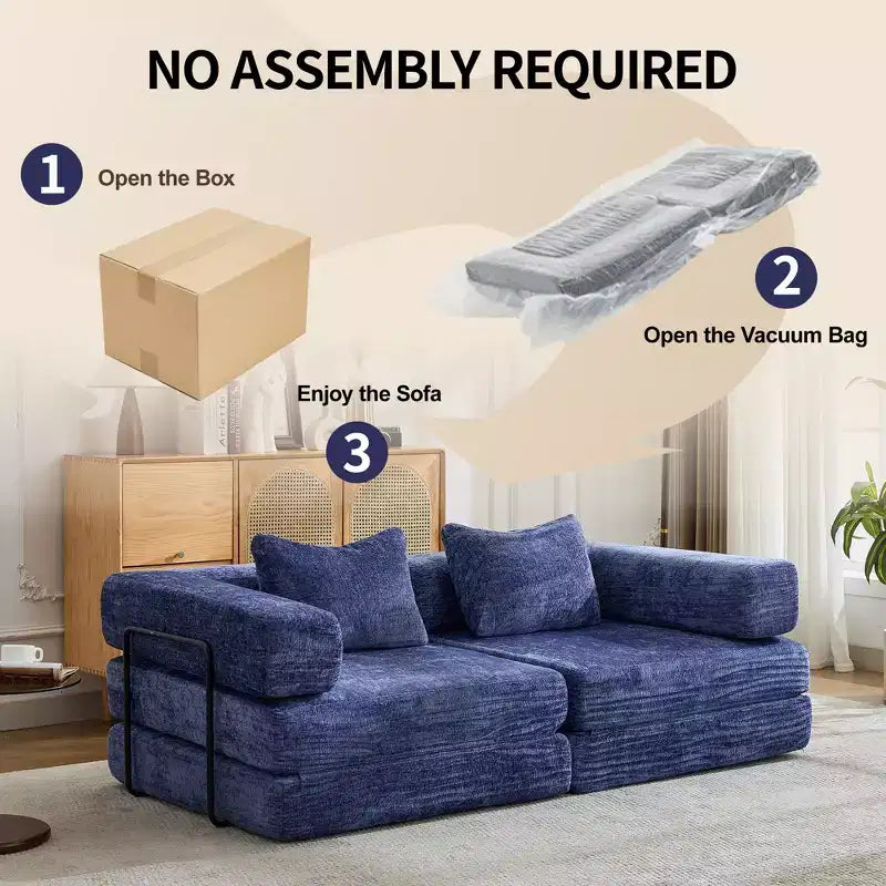 Canapé-lit convertible avec cadre fixe Causeuses modulaires sans ossature Tissu chenille