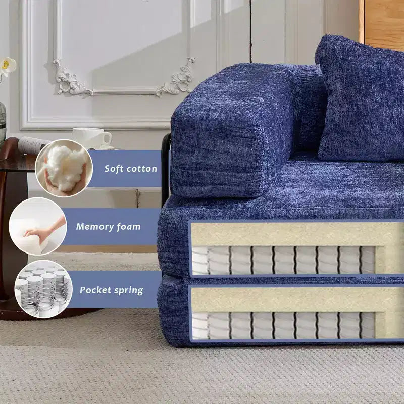Canapé-lit convertible avec cadre fixe Causeuses modulaires sans ossature Tissu chenille