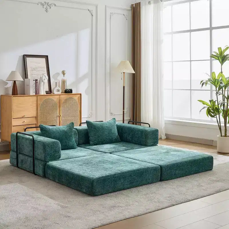 Canapé-lit convertible avec cadre fixe Causeuses modulaires sans ossature Tissu chenille