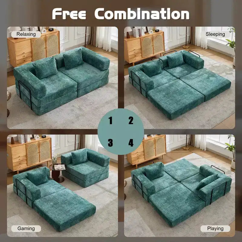 Canapé-lit convertible avec cadre fixe Causeuses modulaires sans ossature Tissu chenille