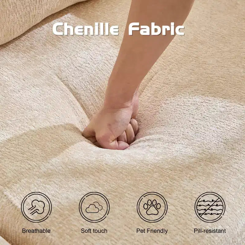 Canapé-lit convertible avec cadre fixe Causeuses modulaires sans ossature Tissu chenille
