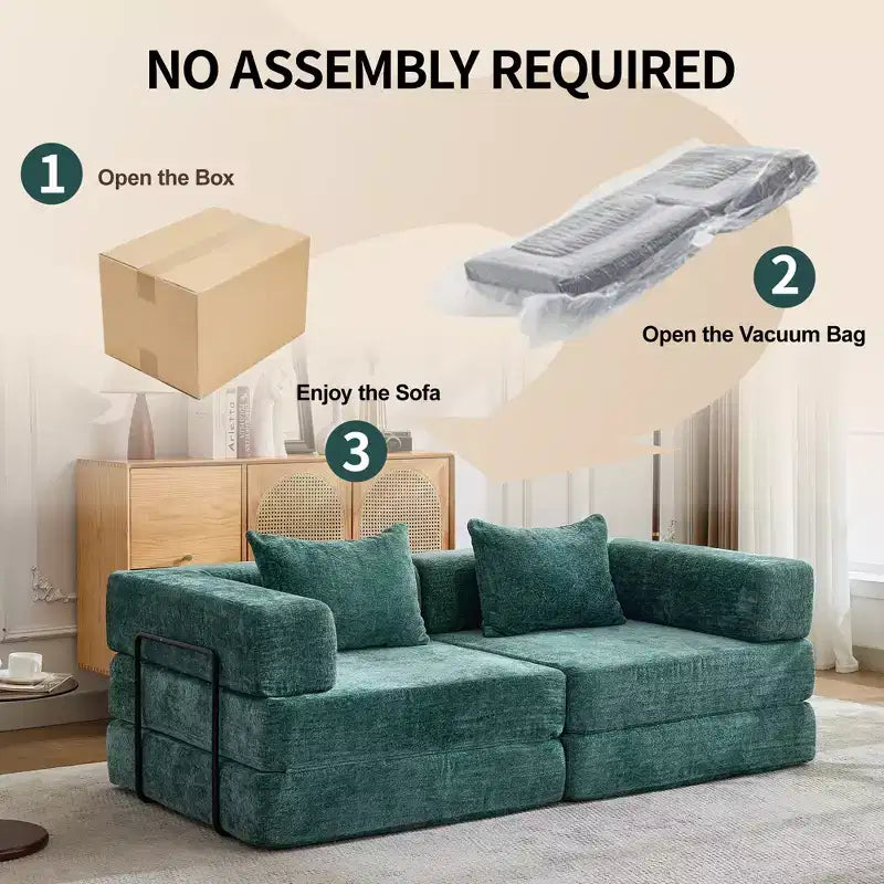 Canapé-lit convertible avec cadre fixe Causeuses modulaires sans ossature Tissu chenille