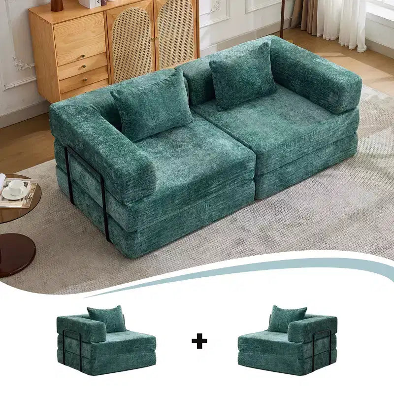 Canapé-lit convertible avec cadre fixe Causeuses modulaires sans ossature Tissu chenille