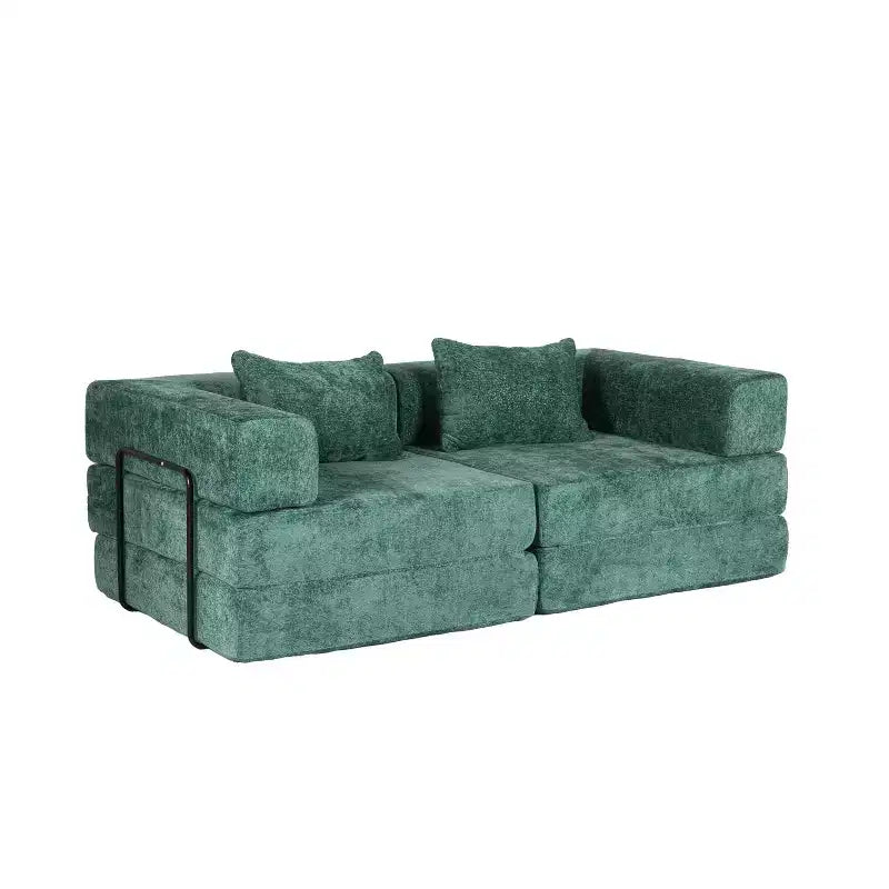 Canapé-lit convertible avec cadre fixe Causeuses modulaires sans ossature Tissu chenille