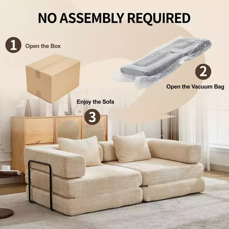 Canapé-lit convertible avec cadre fixe Causeuses modulaires sans ossature Tissu chenille