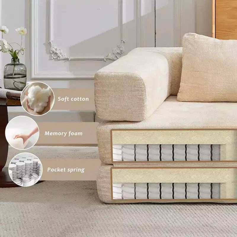 Canapé-lit convertible avec cadre fixe Causeuses modulaires sans ossature Tissu chenille