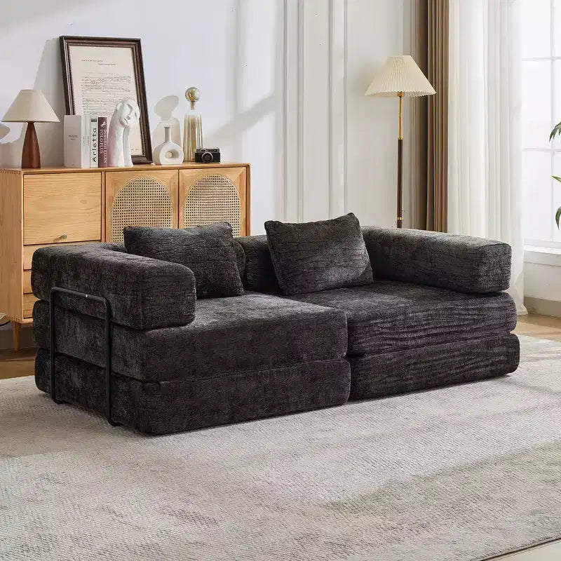 Canapé-lit convertible avec cadre fixe Causeuses modulaires sans ossature Tissu chenille