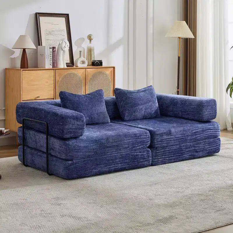 Canapé-lit convertible avec cadre fixe Causeuses modulaires sans ossature Tissu chenille