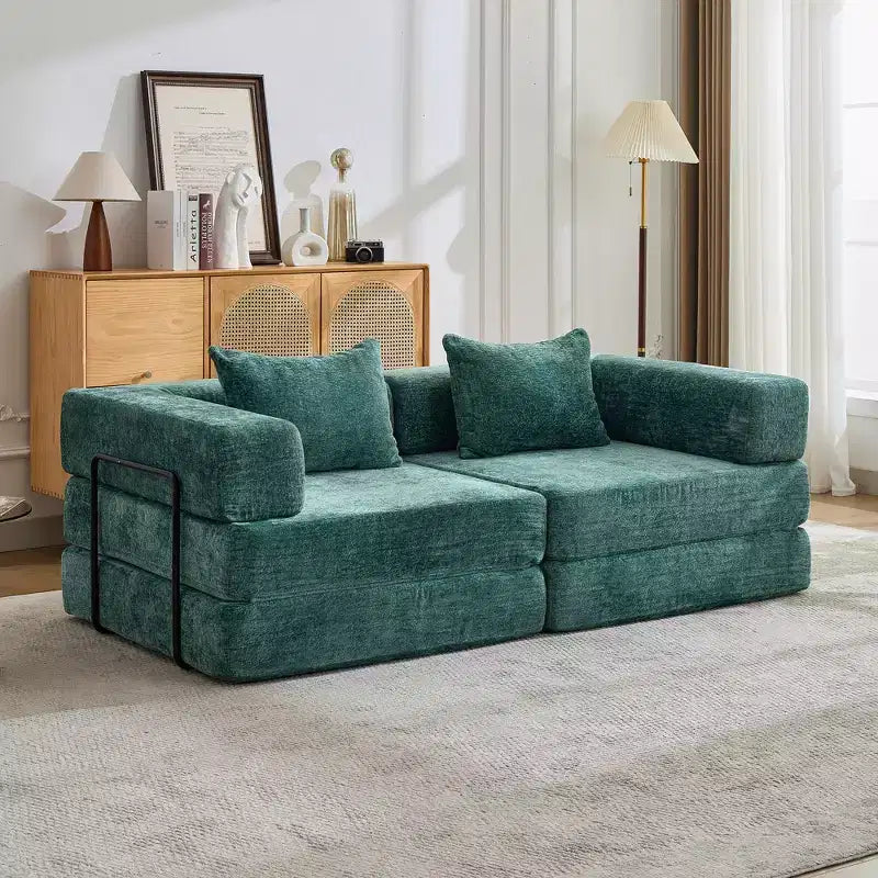 Canapé-lit convertible avec cadre fixe Causeuses modulaires sans ossature Tissu chenille