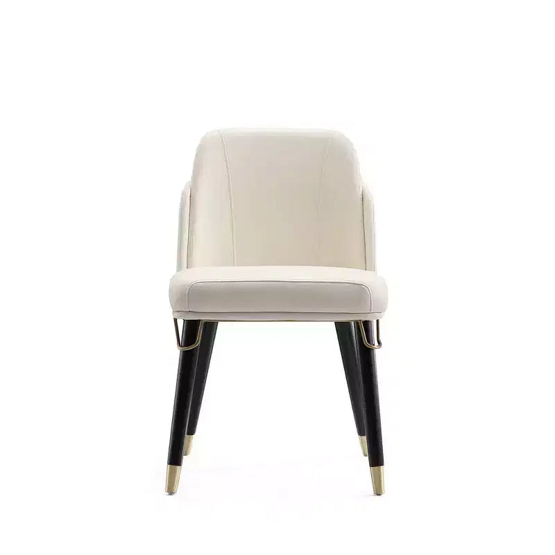 Chaise de salle à manger en similicuir, crème, pieds en bois tapissés, aucun assemblage requis