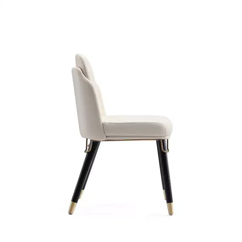 Chaise de salle à manger en similicuir, crème, pieds en bois tapissés, aucun assemblage requis