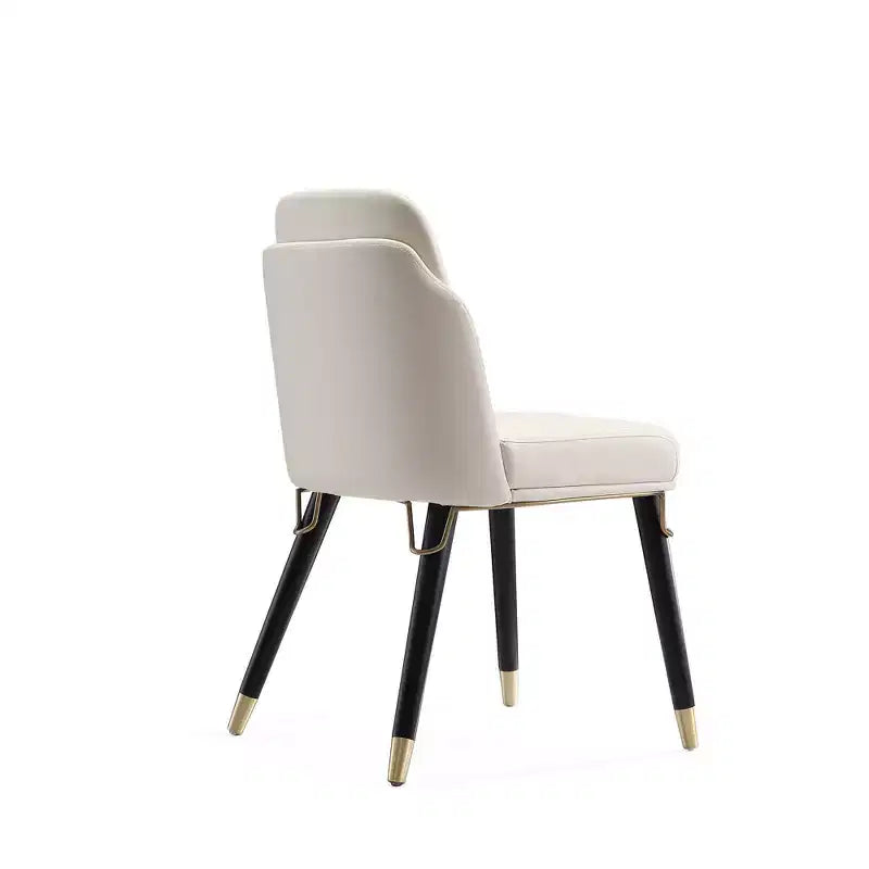 Chaise de salle à manger en similicuir, crème, pieds en bois tapissés, aucun assemblage requis