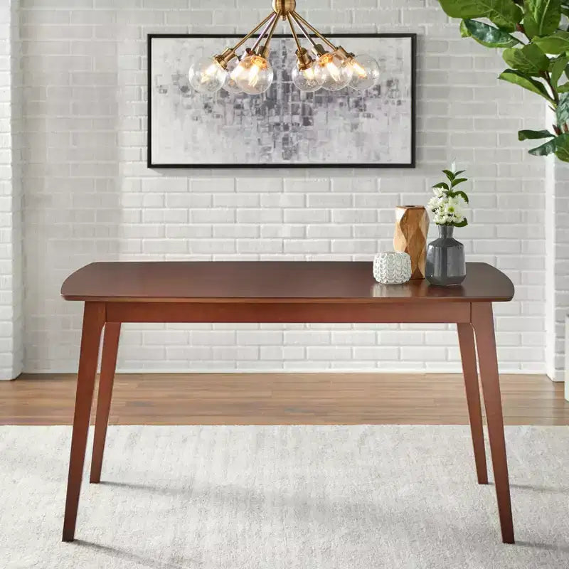 Table de salle à manger rectangulaire en hêtre massif, style Mid-Century Modern, noyer, 6 places