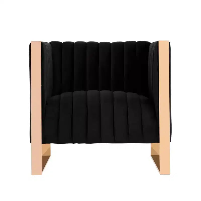 Fauteuils d'appoint en velours avec finition dorée, lot de 2, noir, aucun assemblage requis