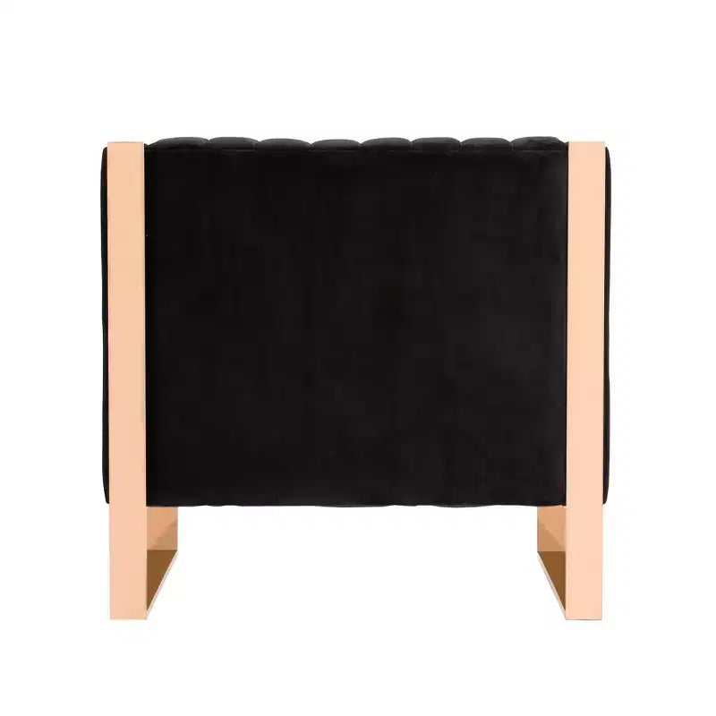Fauteuils d'appoint en velours avec finition dorée, lot de 2, noir, aucun assemblage requis
