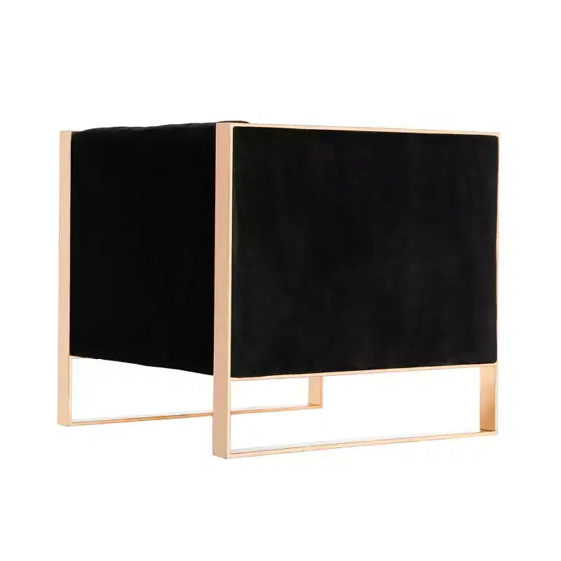 Fauteuils d'appoint en velours avec finition dorée, lot de 2, noir, aucun assemblage requis