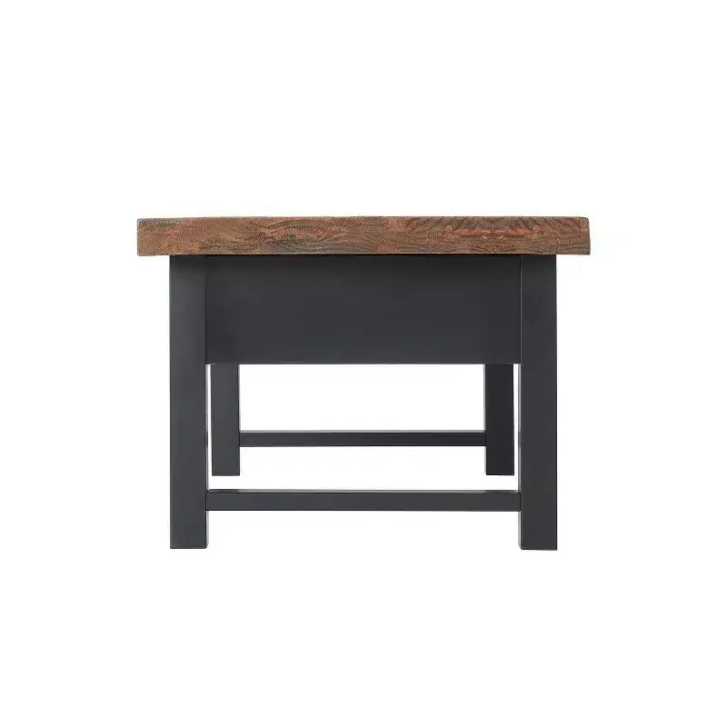 Table basse relevable rustique 42" avec rangement, bois de pin vieilli, style industriel, cadre noir