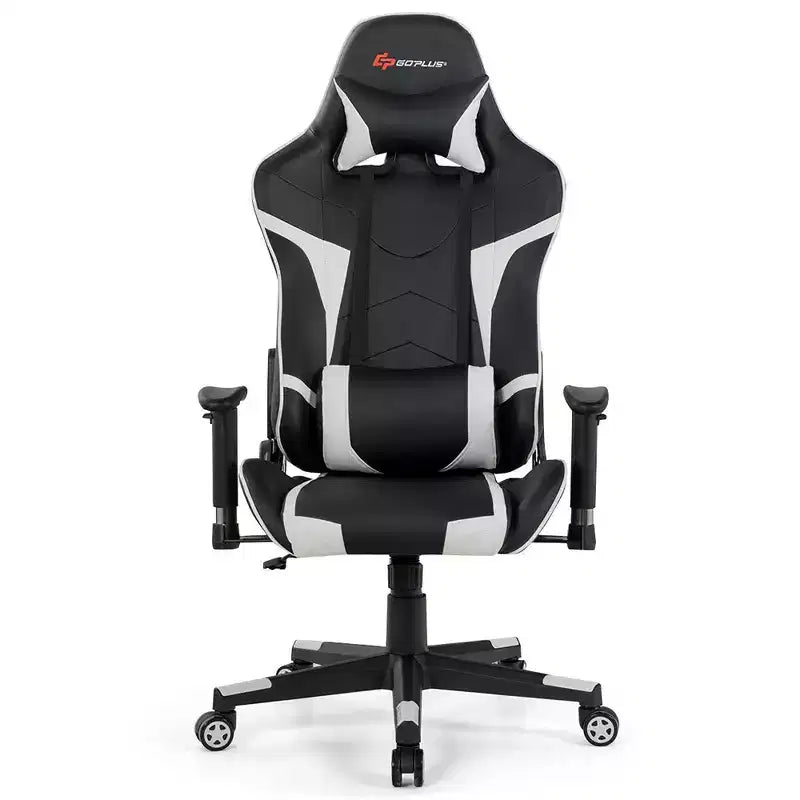 Fauteuil de bureau gaming massant, inclinable, pivotant, style course, avec soutien lombaire