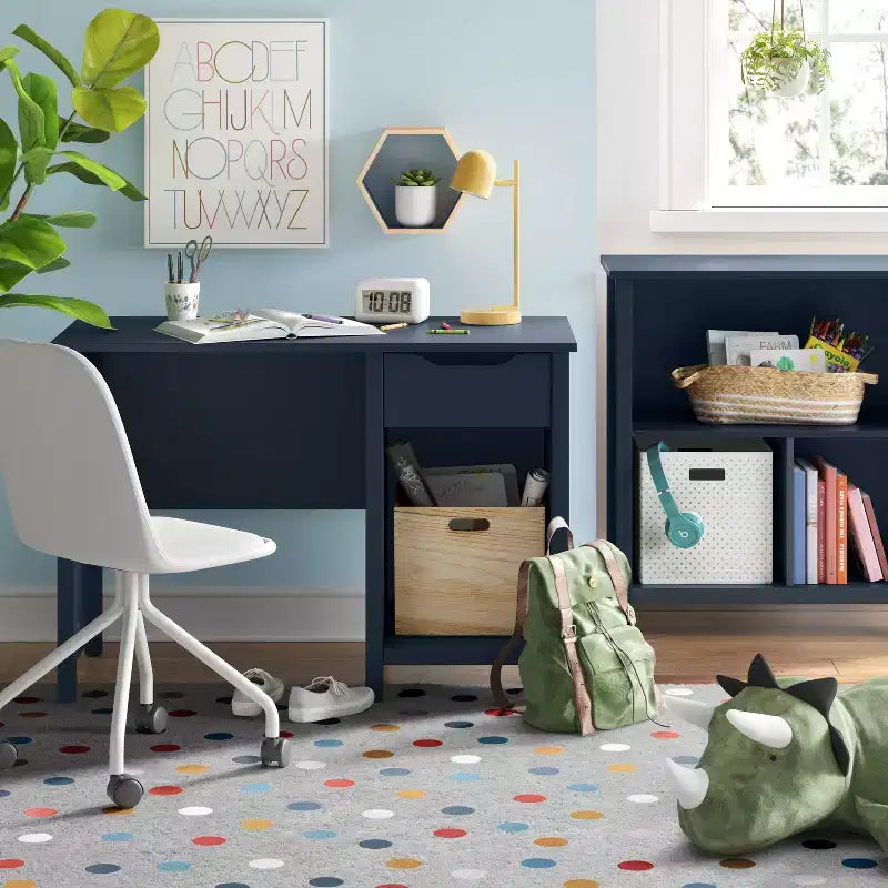 Étagère à livres pour enfants, rectangulaire de style Montessori avec 1 étagère et 2 compartiments