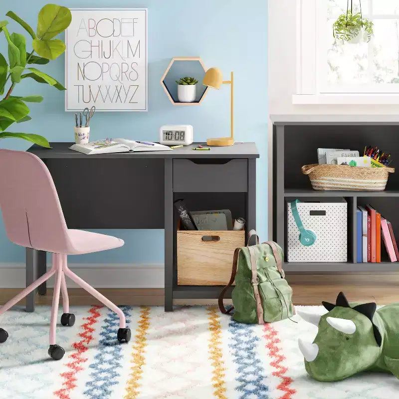 Étagère à livres pour enfants, rectangulaire de style Montessori avec 1 étagère et 2 compartiments