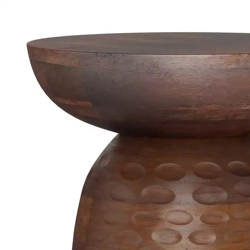 Table d'appoint ronde en bois de manguier, noire, 45 cm