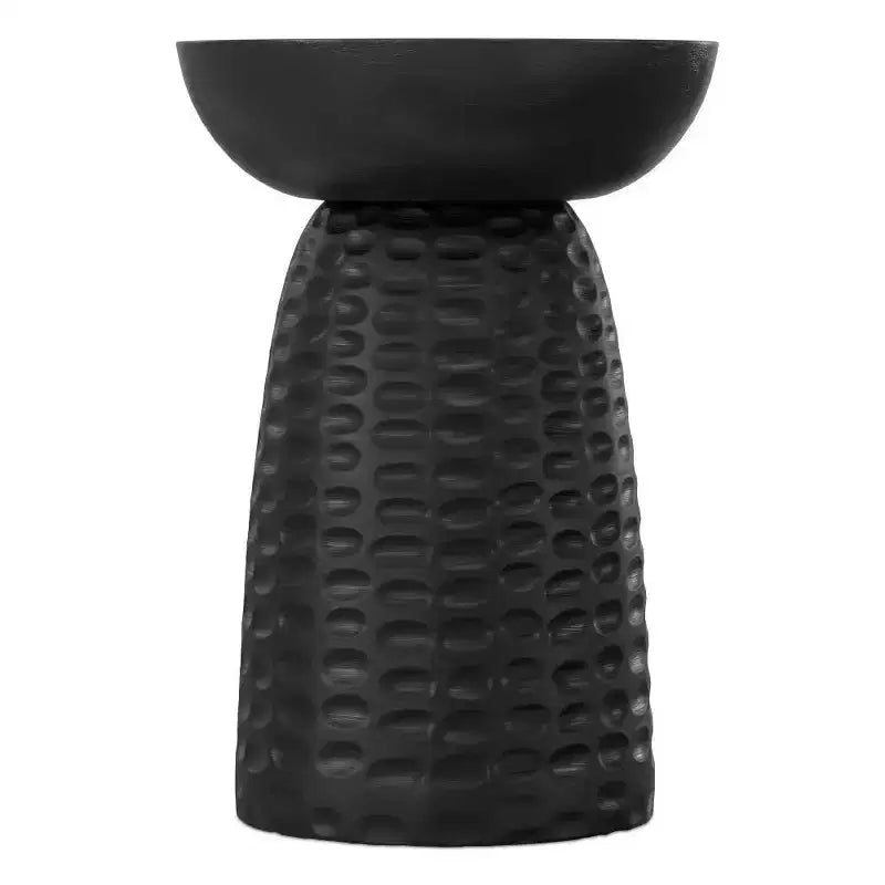 Table d'appoint ronde en bois de manguier, noire, 45 cm