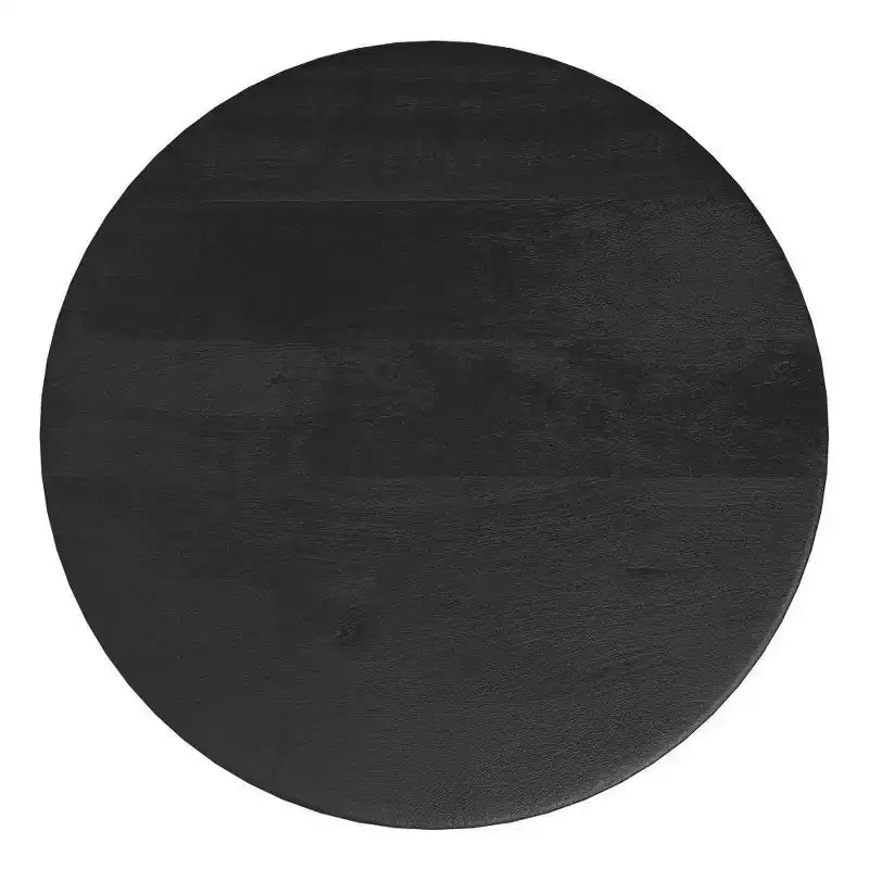 Table d'appoint ronde en bois de manguier, noire, 45 cm