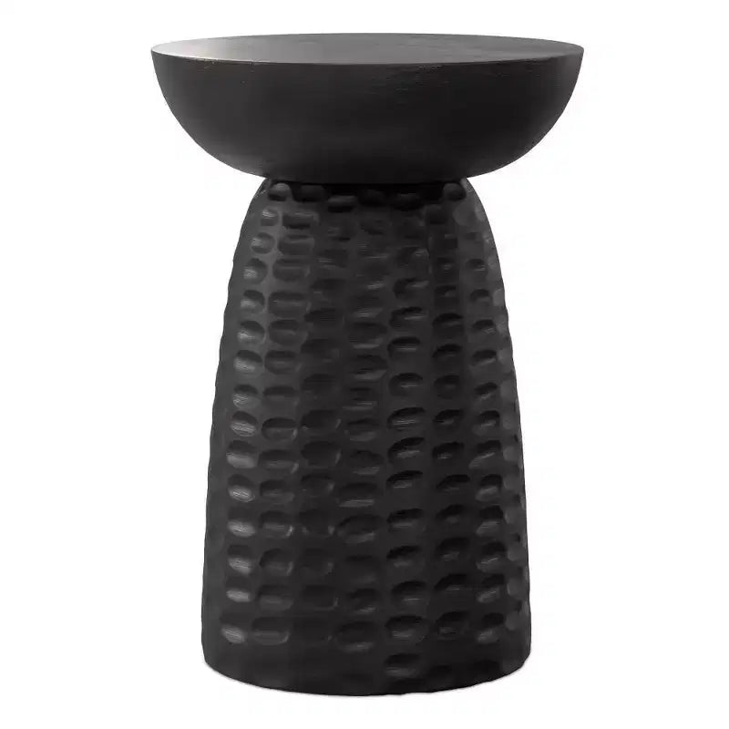 Table d'appoint ronde en bois de manguier, noire, 45 cm