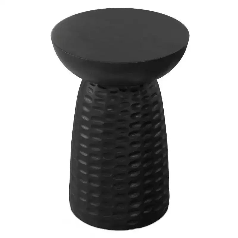 Table d'appoint ronde en bois de manguier, noire, 45 cm