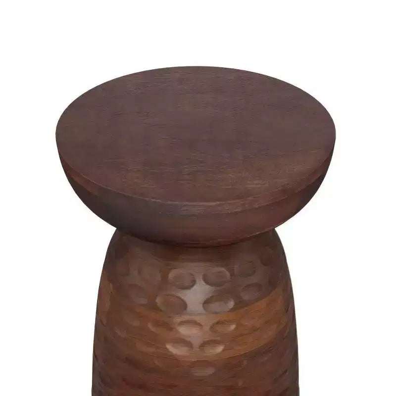 Table d'appoint ronde en bois de manguier, noire, 45 cm