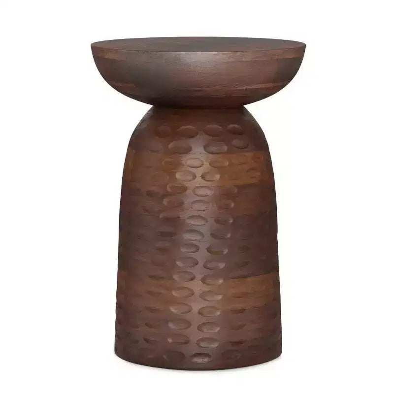 Table d'appoint ronde en bois de manguier, noire, 45 cm