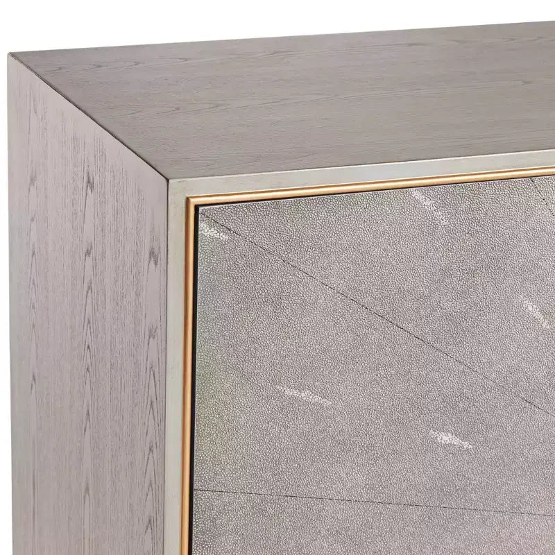 Bahut d'appoint moderne 2 portes en bois gris de 99 cm de large