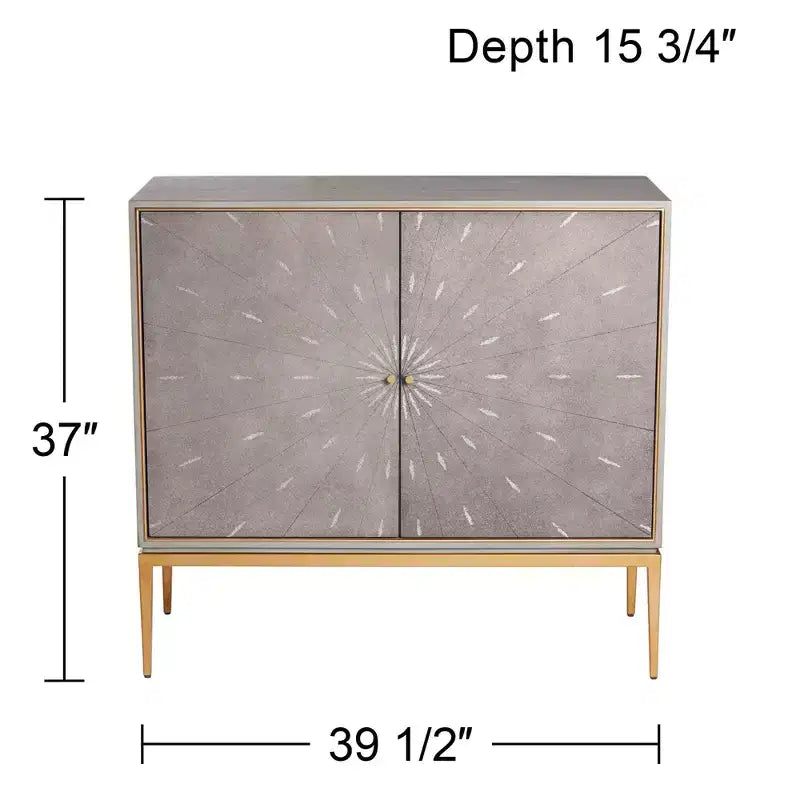 Bahut d'appoint moderne 2 portes en bois gris de 99 cm de large