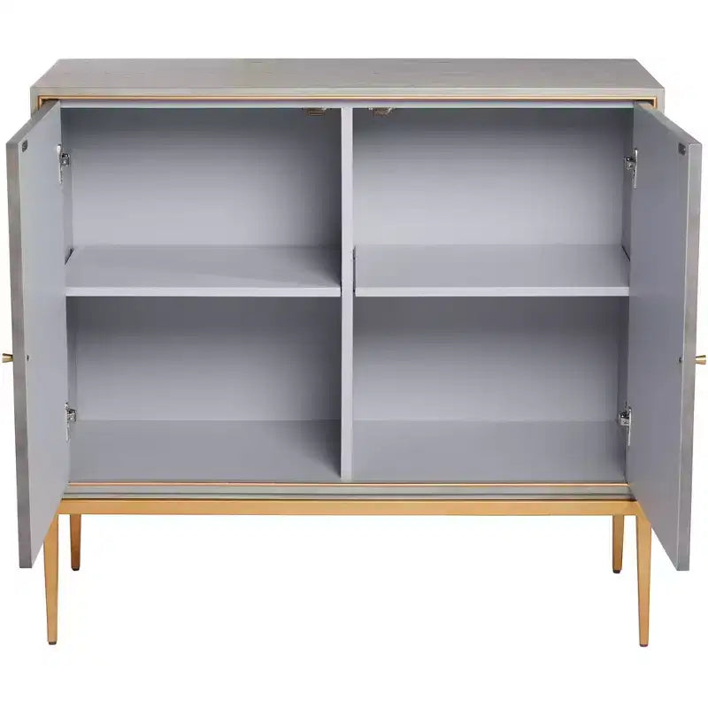 Bahut d'appoint moderne 2 portes en bois gris de 99 cm de large