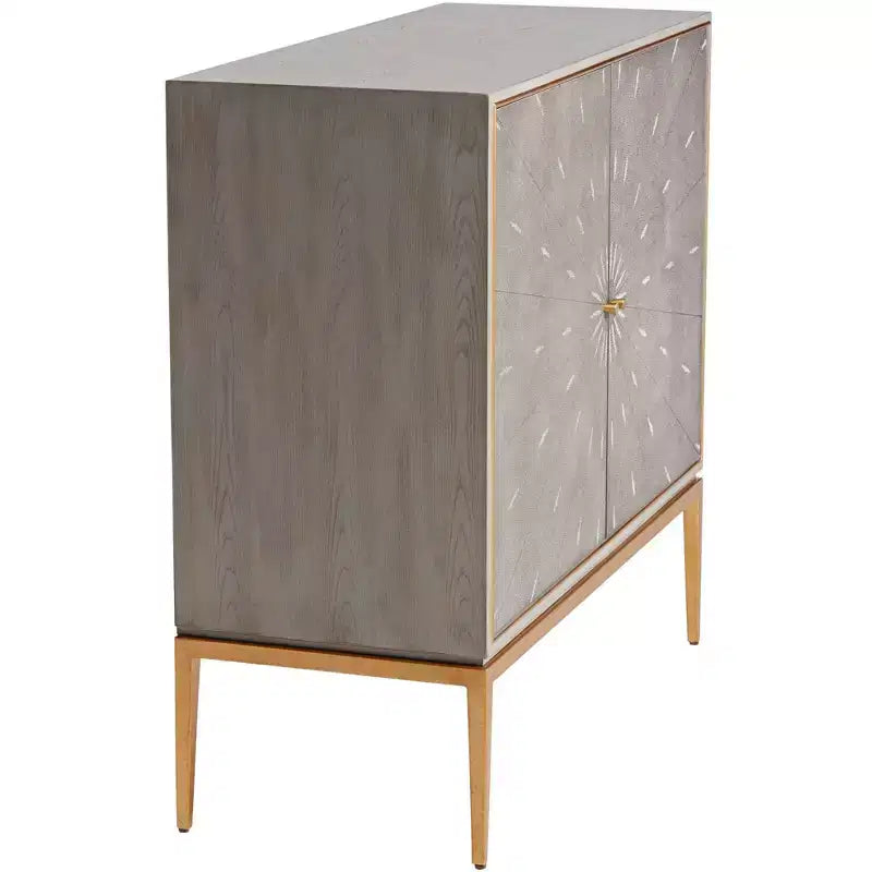 Bahut d'appoint moderne 2 portes en bois gris de 99 cm de large