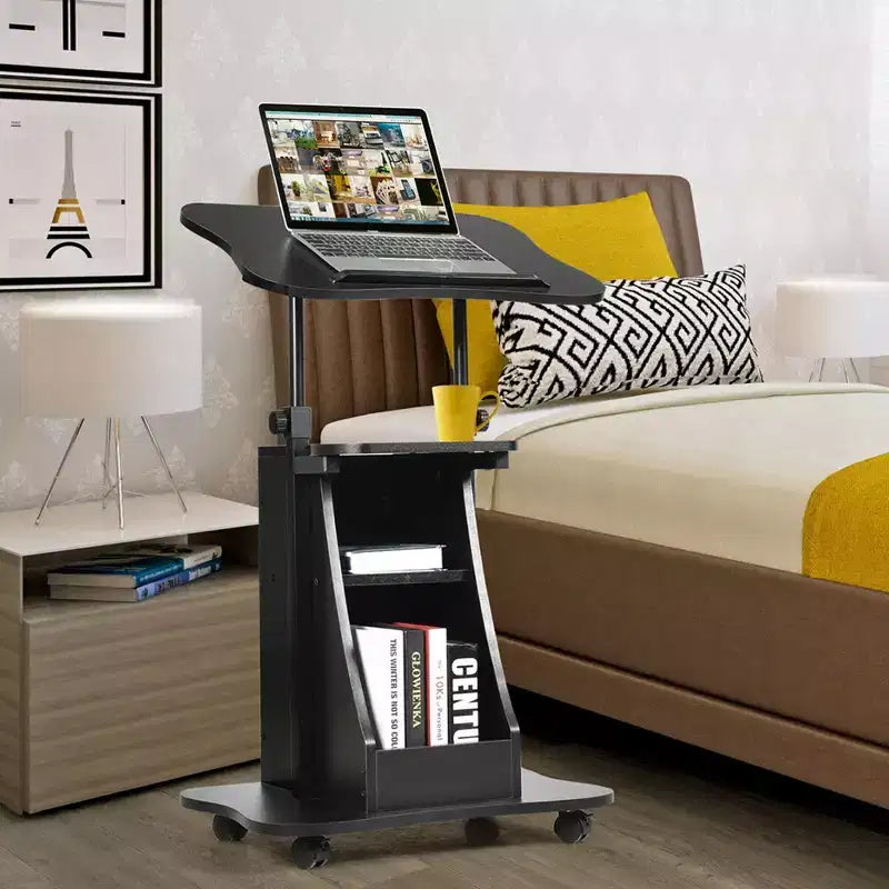 Bureau d'ordinateur portable assis-debout, chariot roulant mobile réglable en hauteur, lot de 2