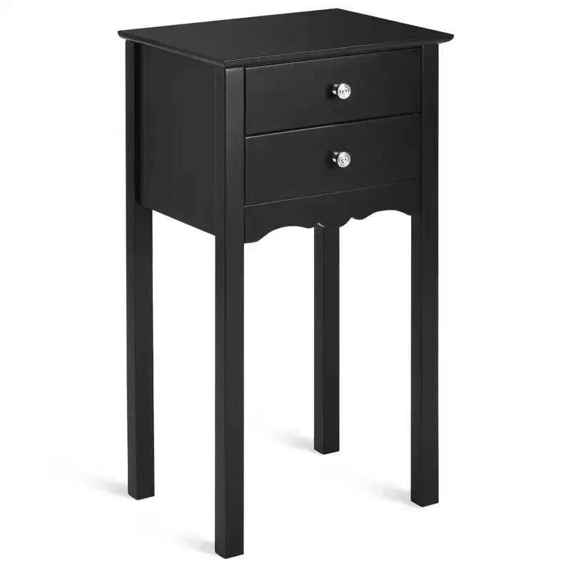 Table d'appoint Chevet avec 2 tiroirs, Noir