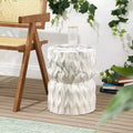 Tabouret de jardin/table d'appoint en céramique , 44,5 cm finition marbre blanc